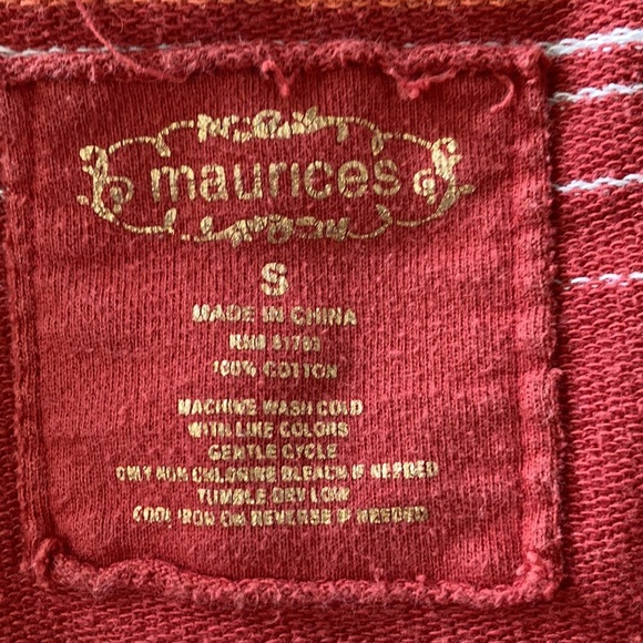 Maurice’s Burnt Red with Stripes Short-sleeve Hooded Top with Pockets Size S - Picture 9 of 10